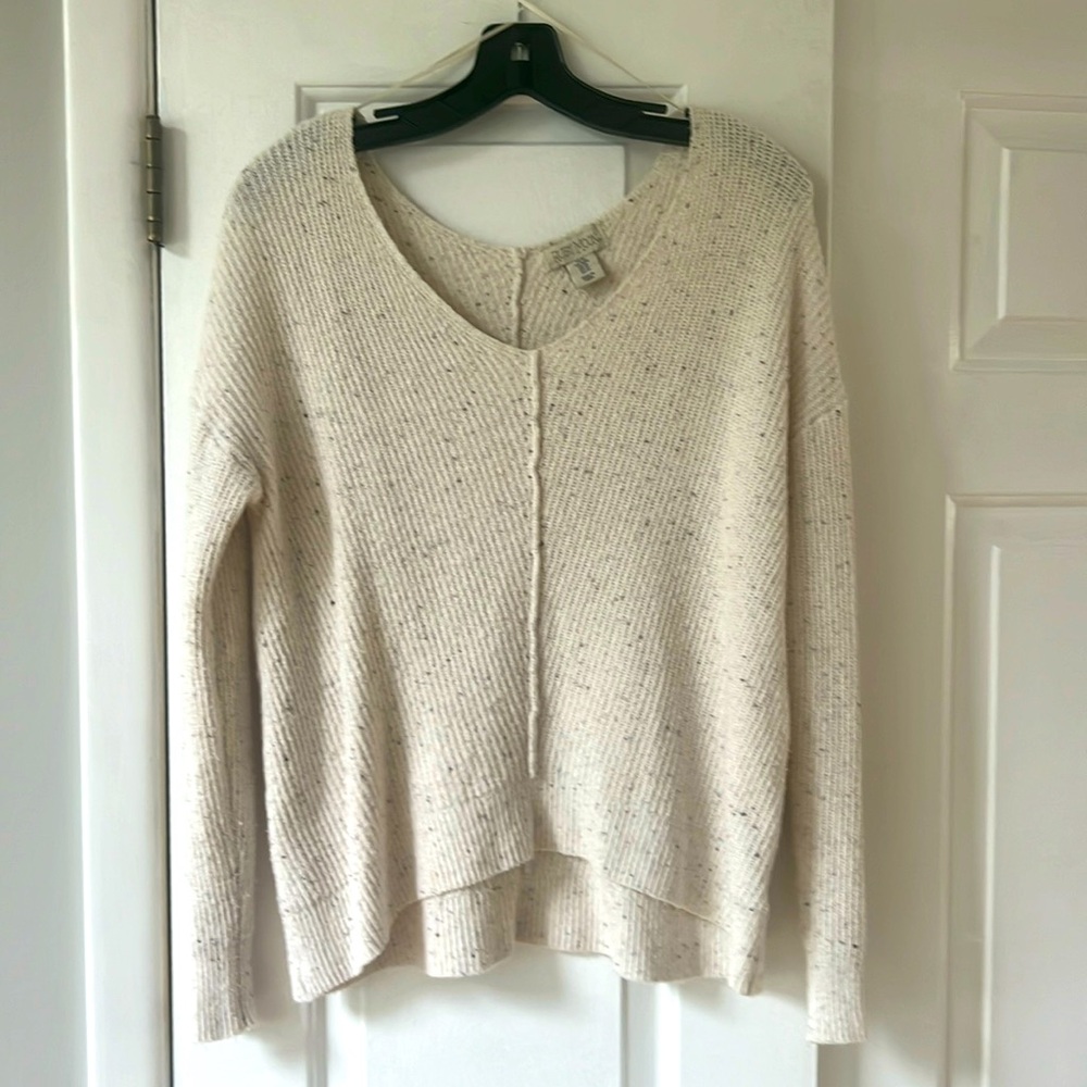 Ruby Moon V-neck Sweater, oatmeal colored, size medium, worn few times